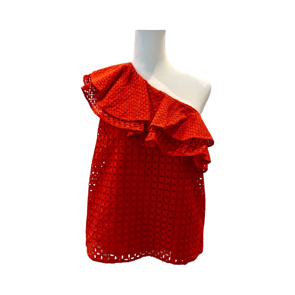 J. Crew Apple Red One-Shoulder Blouse